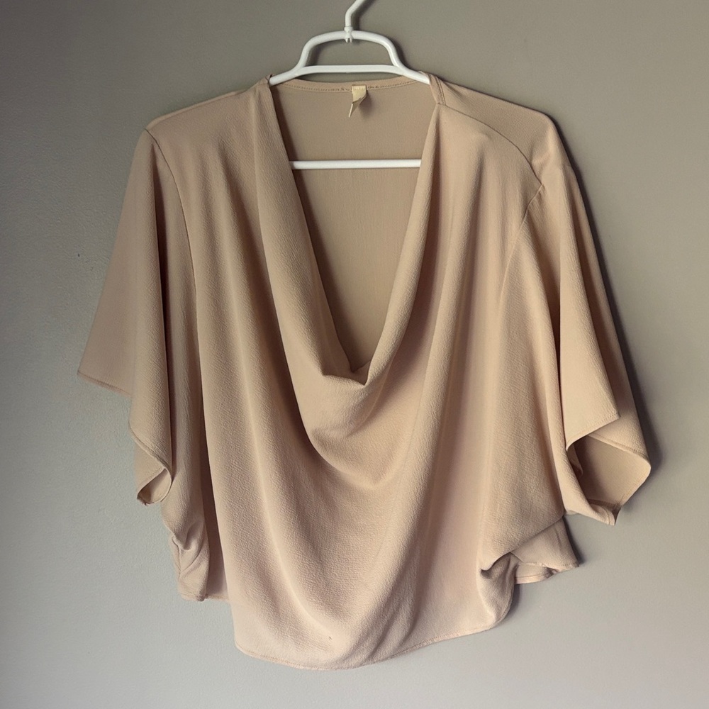 Tyche Draped V-Neck Blouse - Beige